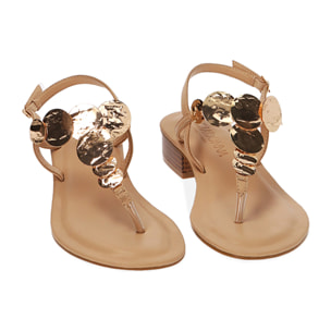 Sandali infradito beige, tacco 3,5 cm