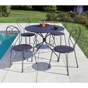 Ensemble table et chaises de jardin  - Anthracite - CASABLANCA