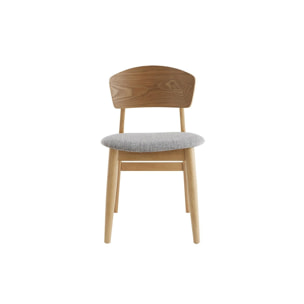 Chaises scandinaves en bois clair et tissu gris clair (lot de 2) ELION