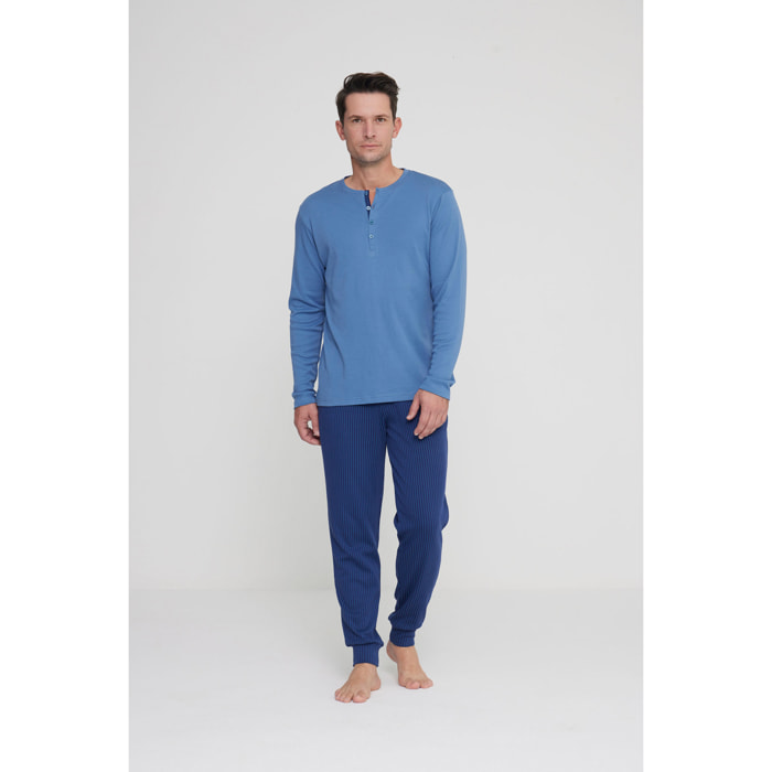 Pigiama uomo brooklyn in caldo cotone con collo quattro bottoni Noidinotte