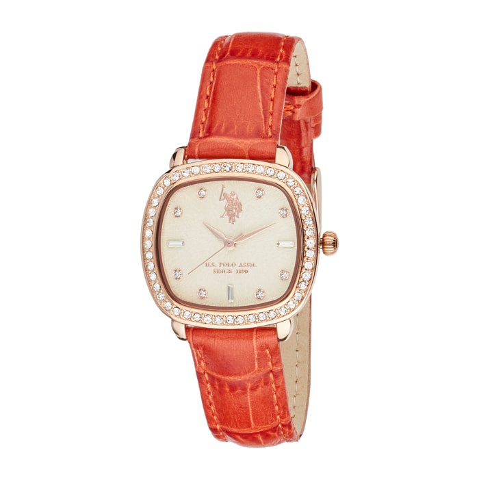 Orologio U.S. Polo Assn. con cinturino in pelle rosso