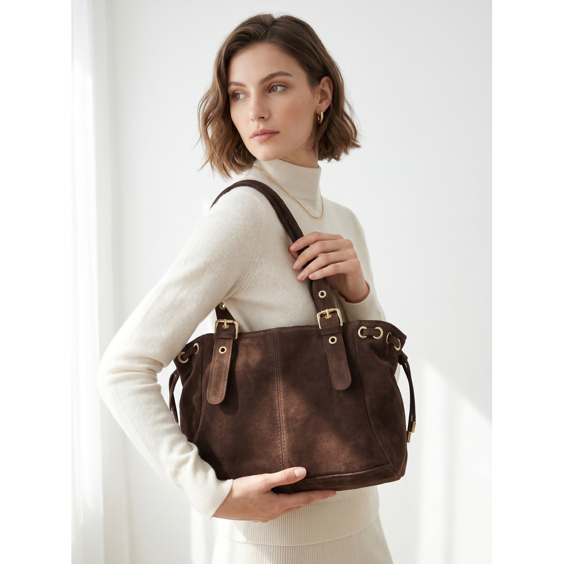 Borsa a mano da donna Made in Italy - Modello Lumena Lux - 100% pelle - 20.0 x 21.0 x 33.0 cm