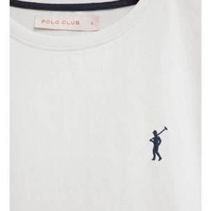 Pack mujer de tres camisetas negra, azul marino y blanca de manga corta y cuello redondo con bordado Rigby Go