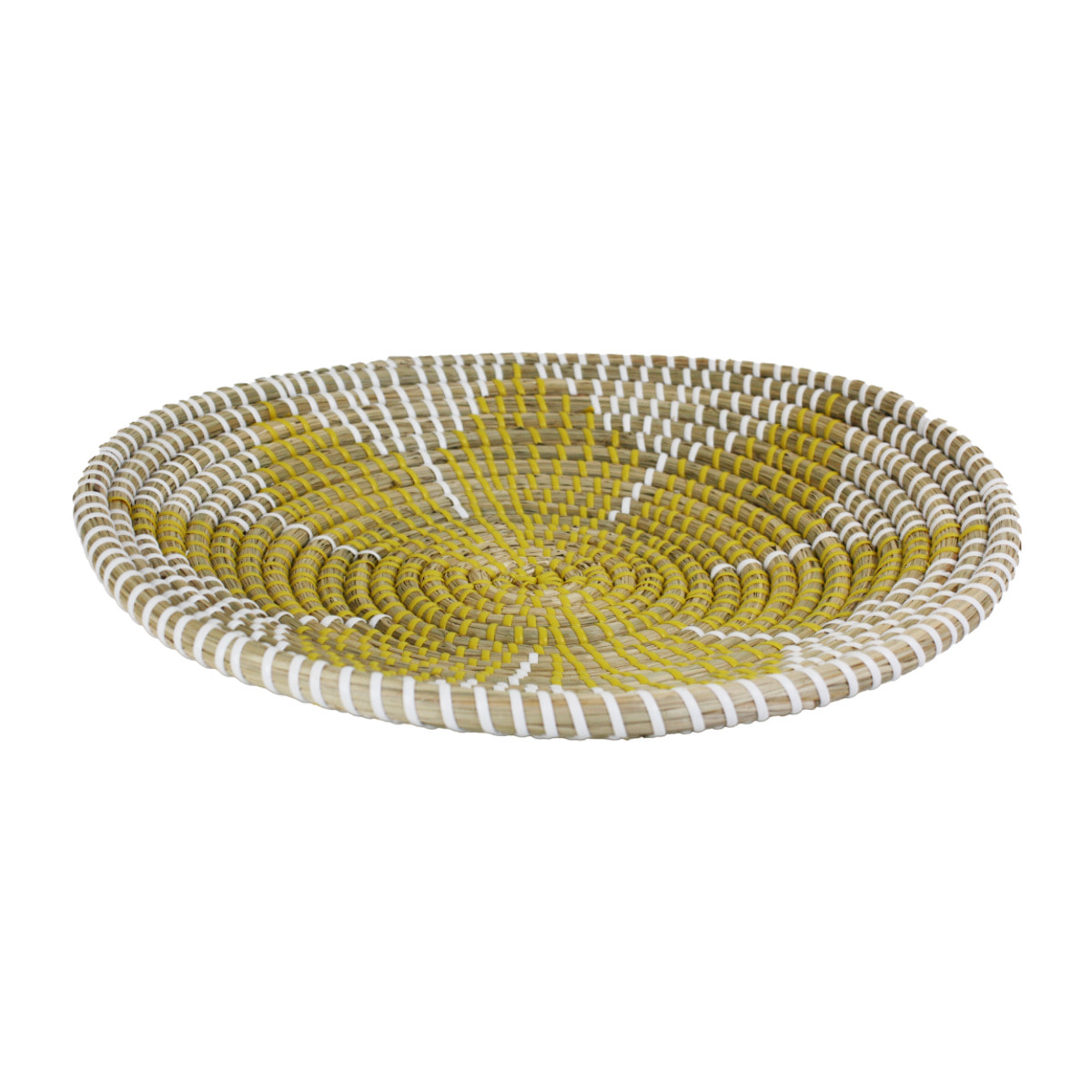 Assiette décorative en jonc O35 cm, Mandala