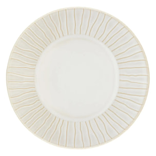 Lot de 6 Assiette creuse à bord rayé Camille D.20cm blanc