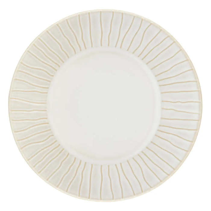 Lot de 6 Assiette creuse à bord rayé Camille D.20cm blanc
