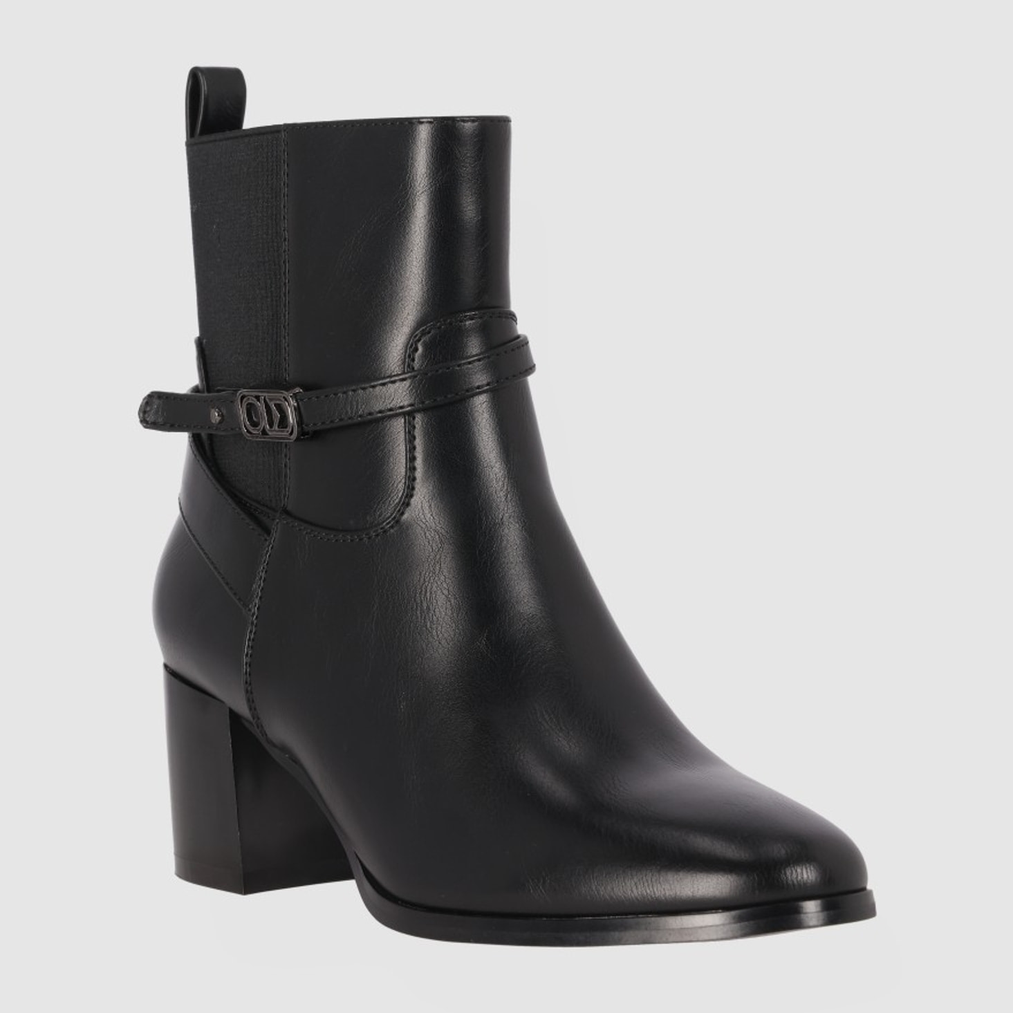 Botines de Piel Sintética - Negro - Tacón: 6 cm