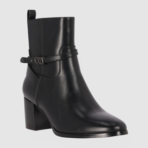 Botines de Piel Sintética - Negro - Tacón: 6 cm