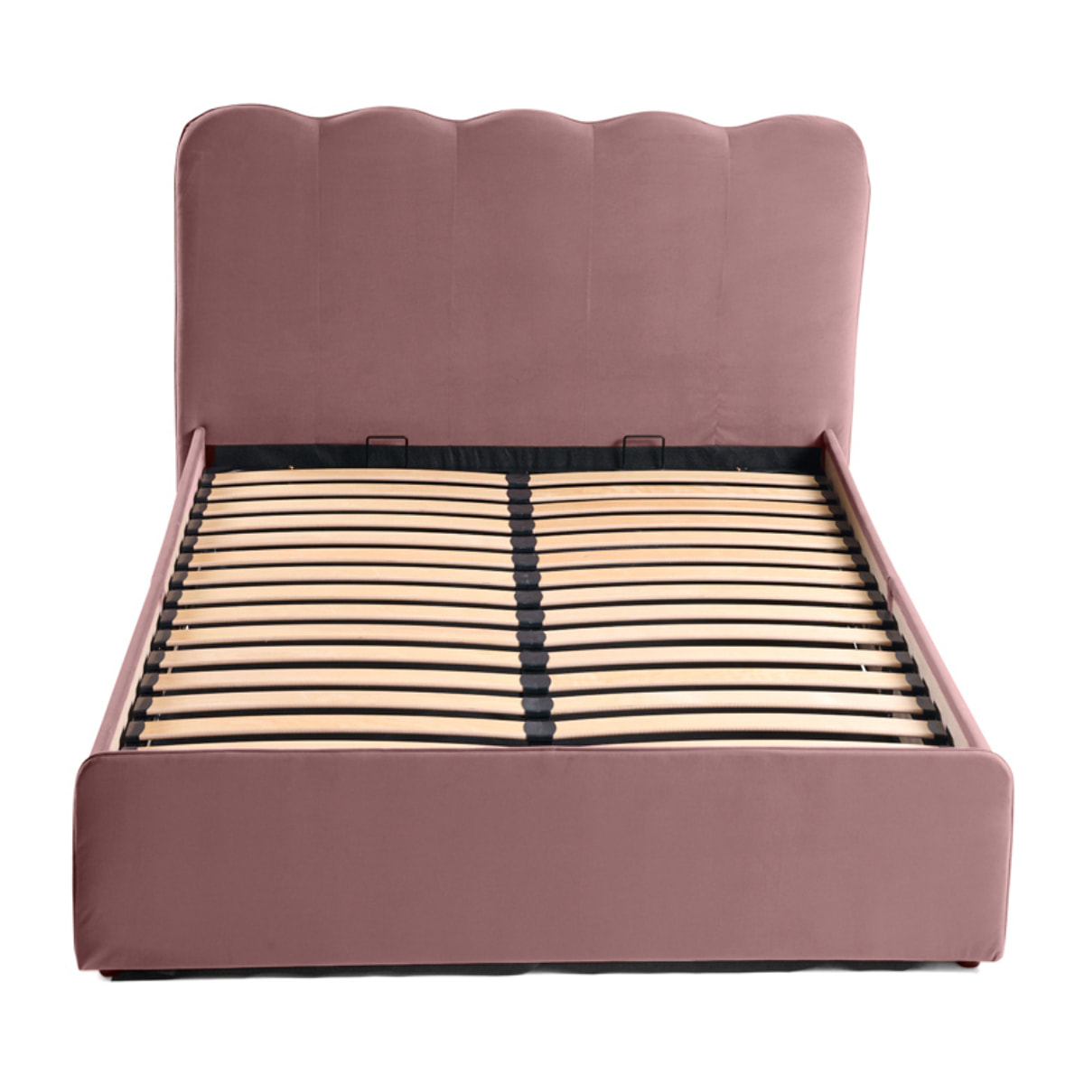 Kahlo - lit coffre - 140x190 - en velours - sommier inclus - Rose