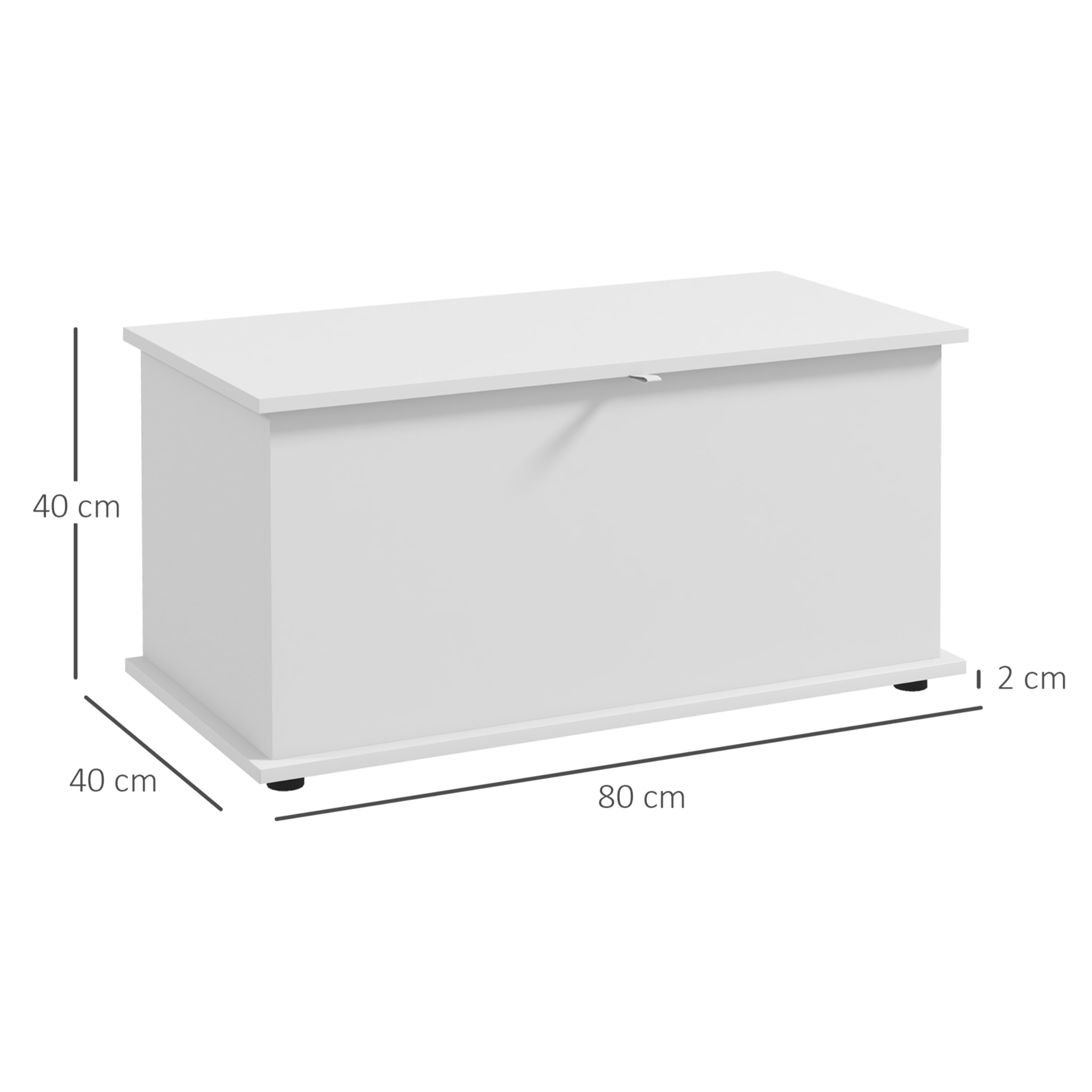 Coffre malle de rangement coffre à jouets dim. 80L x 40l x 40H cm panneaux particules blanc