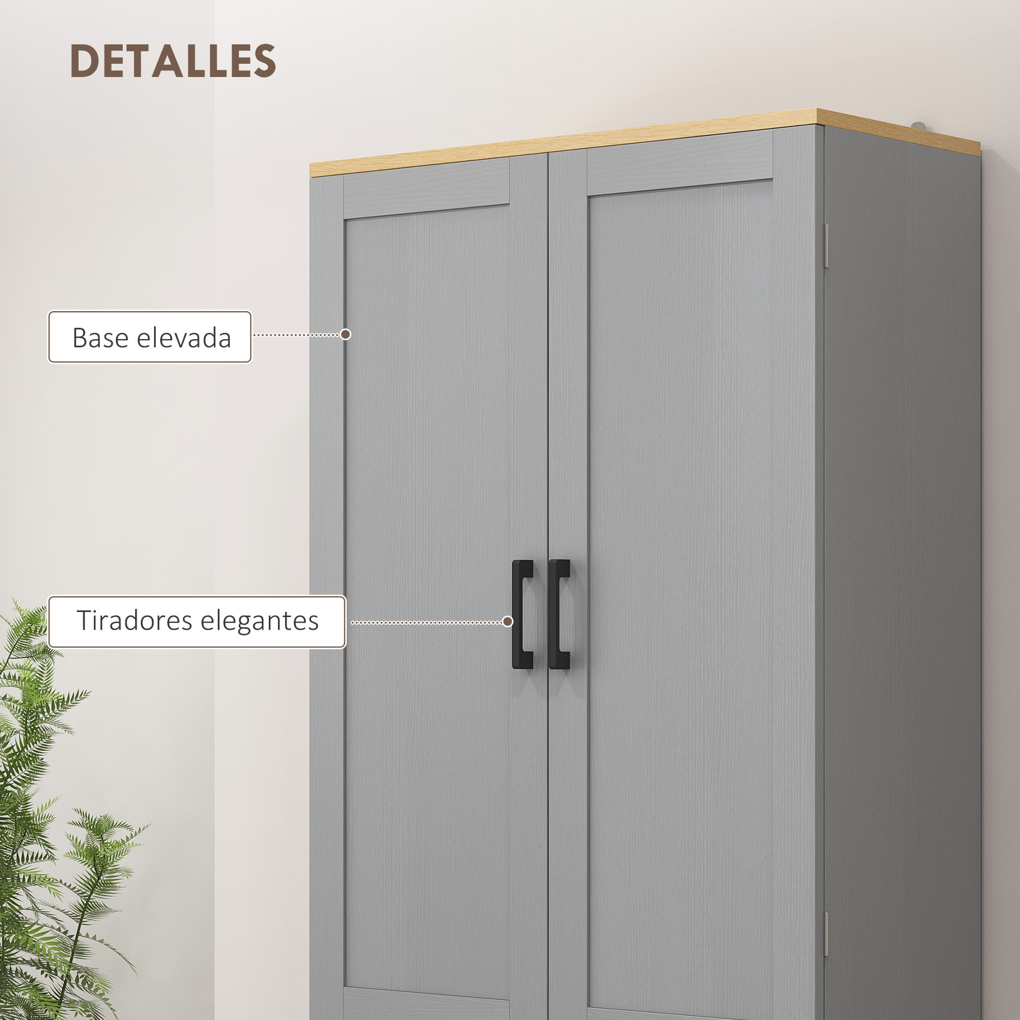 Alacena de Cocina Armario de Cocina Mueble Auxiliar con Puertas y Estantes Ajustables Antivuelco para Comedor Salón 60x30x171 cm Gris