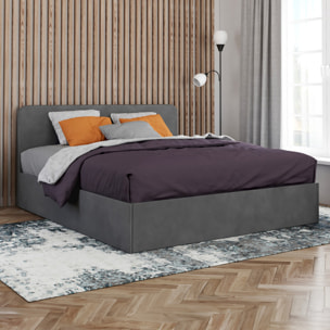 Lit avec tete de lit arrondie Louise - Velours gris