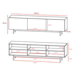 Bajo tv 3 puertas Printed blanco 52x180x44 cm