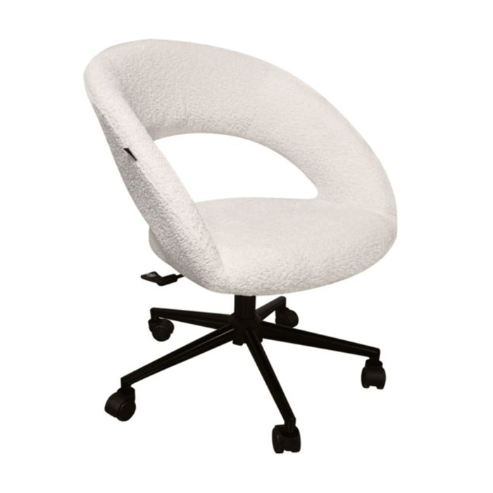 Fauteuil de bureau pivotant 360° tissu bouclette et roulettes - LEON