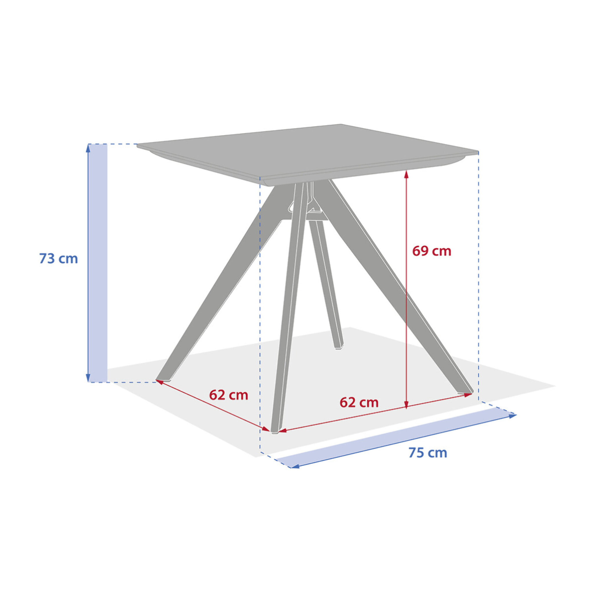 Table de jardin carrée "Terzano" vanille & argile 2 places en aluminium