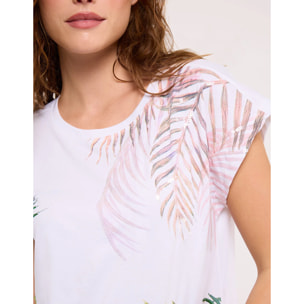 Camiseta Hojas Tropicales Lentejuelas - Bahamita
