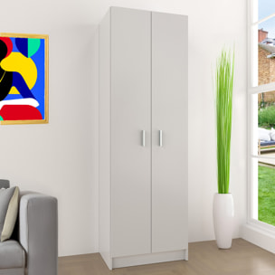 Armadio Multiuso a Colonna Bianco con 2 Ante e 8 Ripiani – Scarpiera Portascarpe per Ingresso o Camera da Letto, Design Moderno, 59x37x180 cm