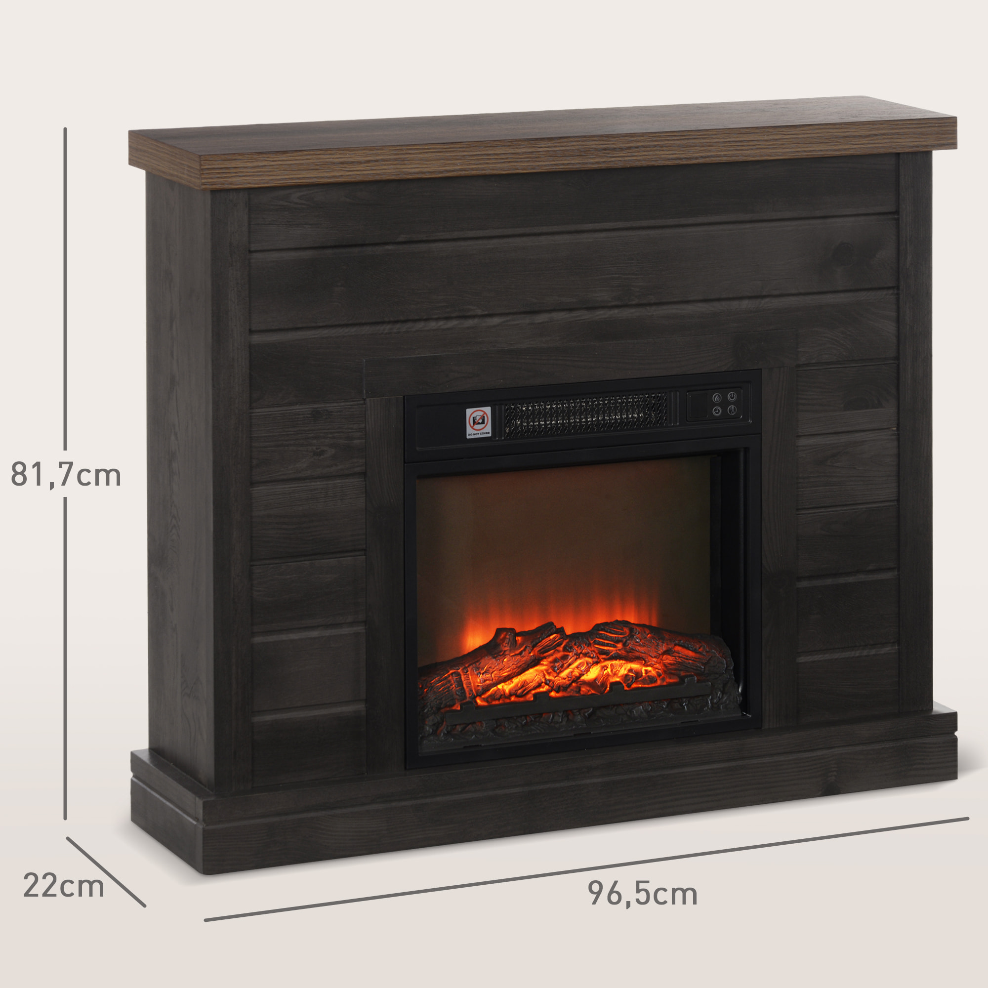 Chimenea Eléctrica 1800W Chimenea Decorativa con Efecto de Llama Mando a Distancia Temporizador Semanal Protección Contra Sobrecalentamiento para Sala 30 m² Gris Oscuro