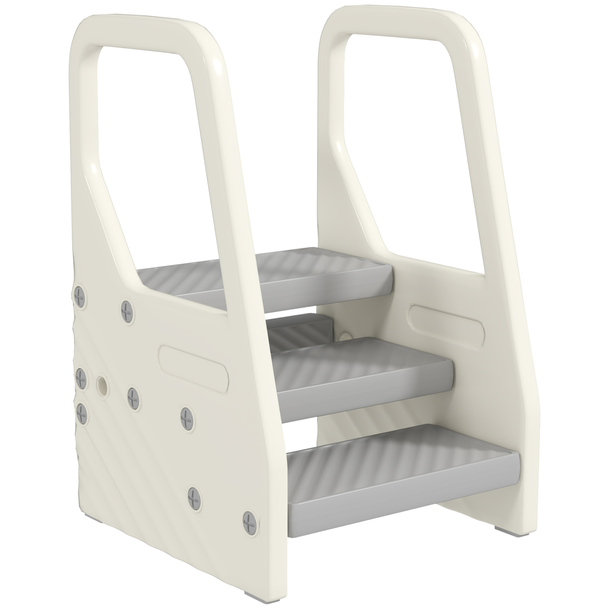 Taburete para Niños Ajustable de 2 a 3 Peldaños, Torre de Aprendizaje, Escalera para Niños de 2-5 Años, Superficie Antideslizante, para Baño, Cocina, Librería, Dormitorio, Gris