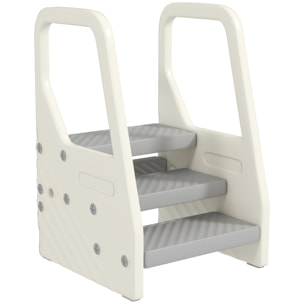 Taburete para Niños Ajustable de 2 a 3 Peldaños, Torre de Aprendizaje, Escalera para Niños de 2-5 Años, Superficie Antideslizante, para Baño, Cocina, Librería, Dormitorio, Gris