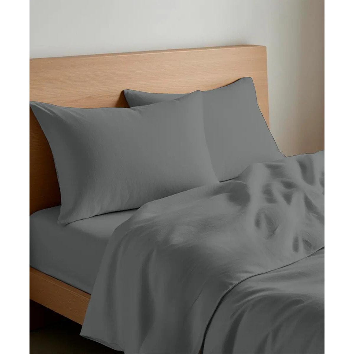 Parure CopriPiumino e Federe PERCALLE GRIGIO tinta unita per letto matrimoniale 100% Percalle di Cotone e Made in Italy