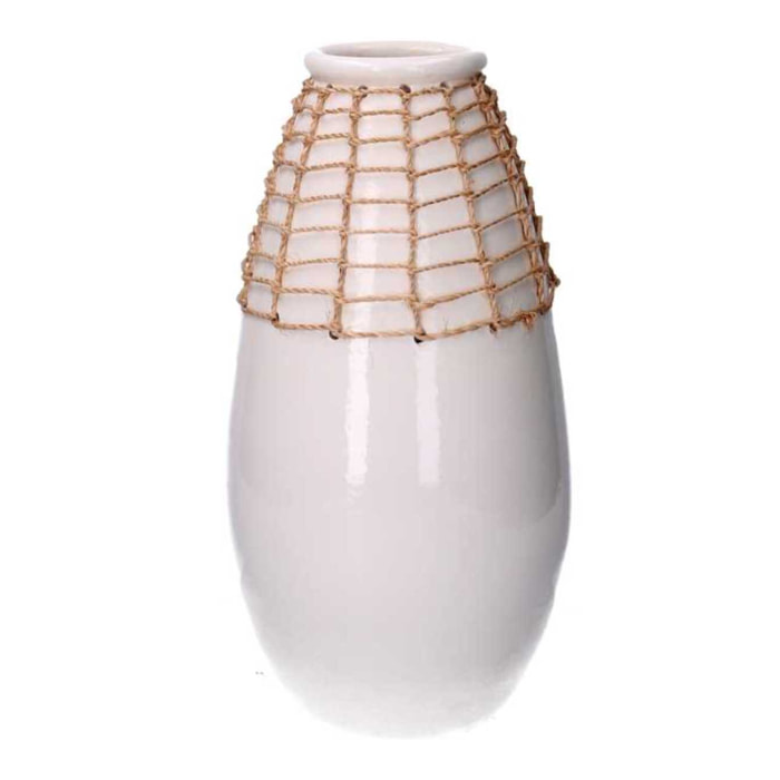 Vaso in ceramica rete bianco cm ø20,5h38