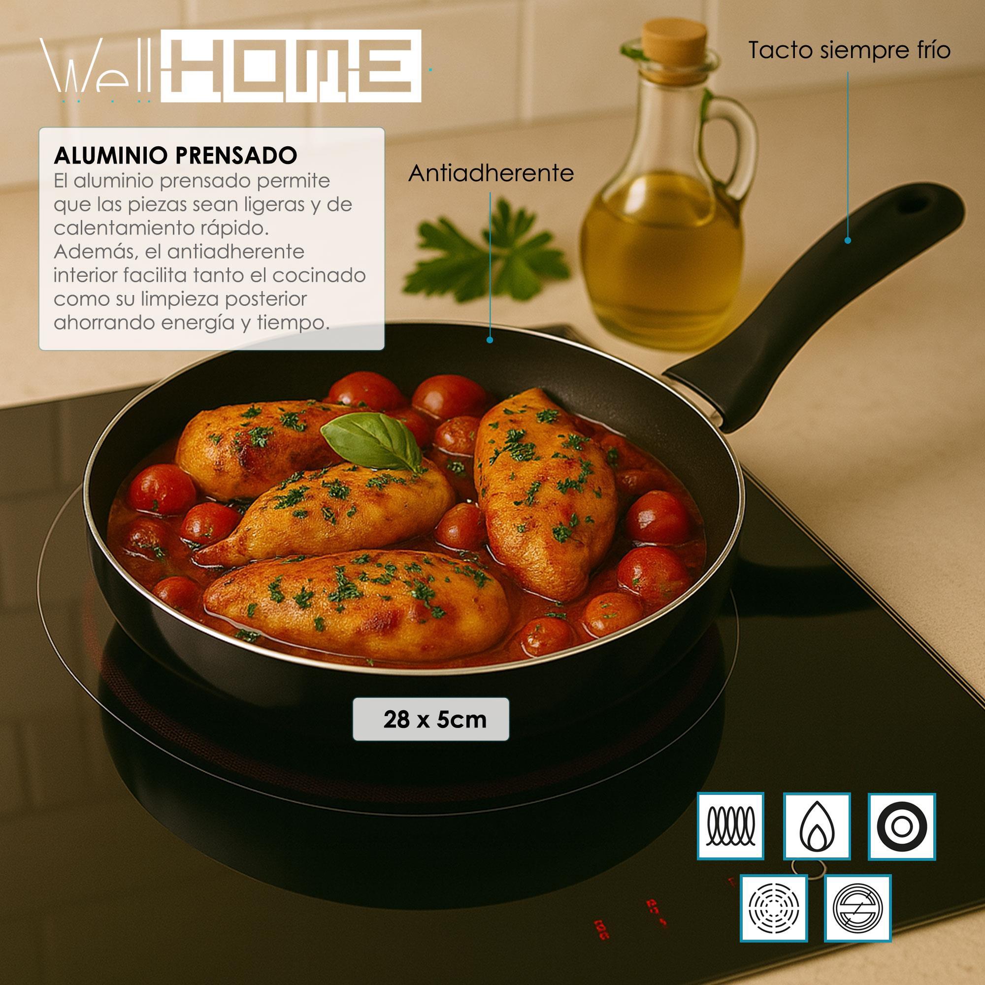 Sartén de Ø28x5cm en Aluminio prensado color Negro mate