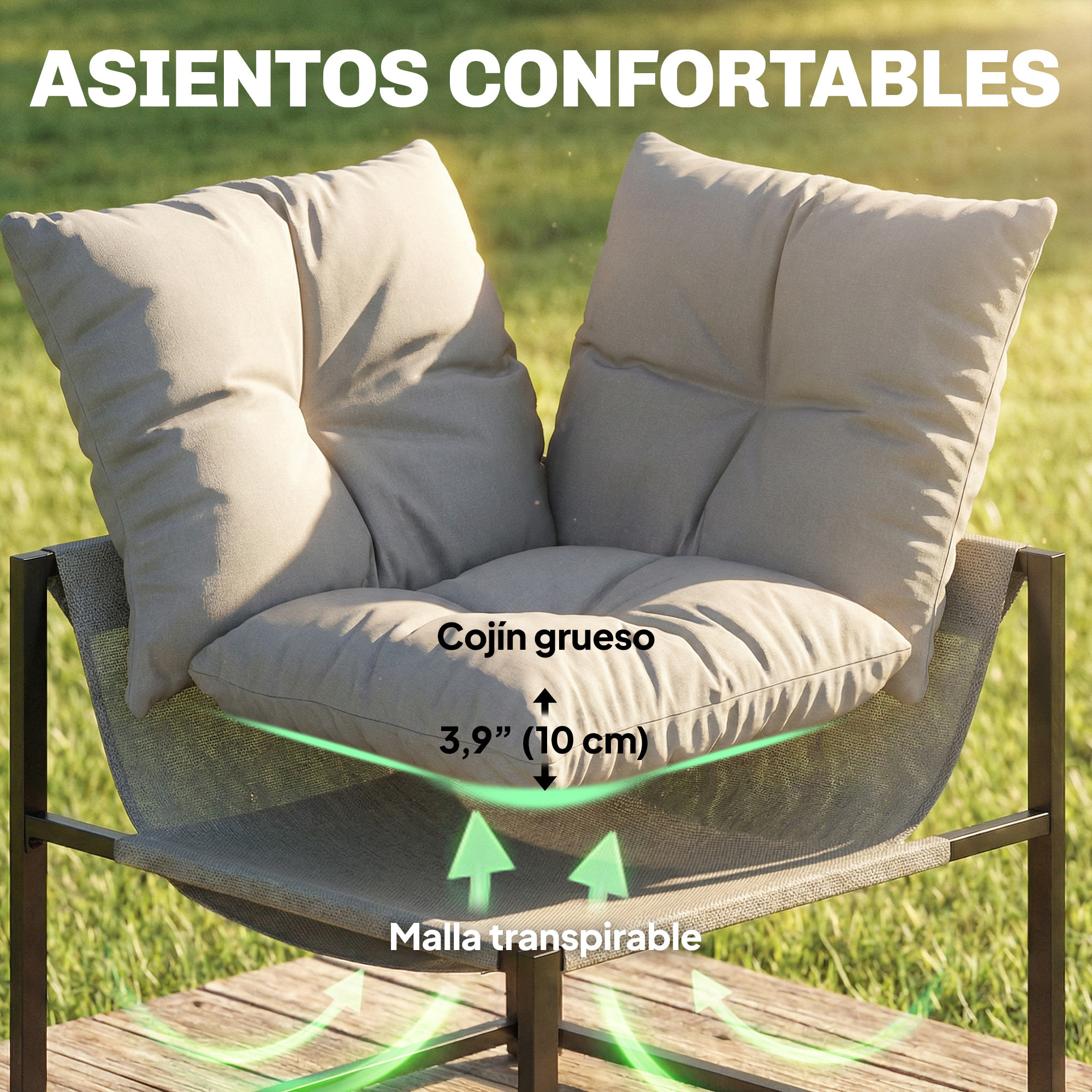 Conjunto de Muebles Jardín Exterior de 4 Piezas, Sofá Exterior Seccional Resistente Forma de L con Cojines Gruesos, 2 Sofás de 2 Plazas, Sofá de Esquina y Mesa Centro de Vidrio Templado, Gris