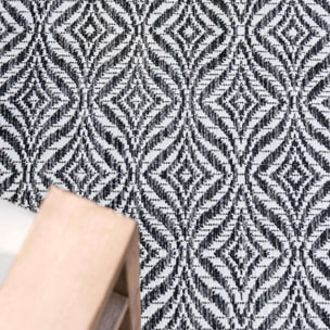 Moa- tapis d'extérieur rond noir à motif blanc