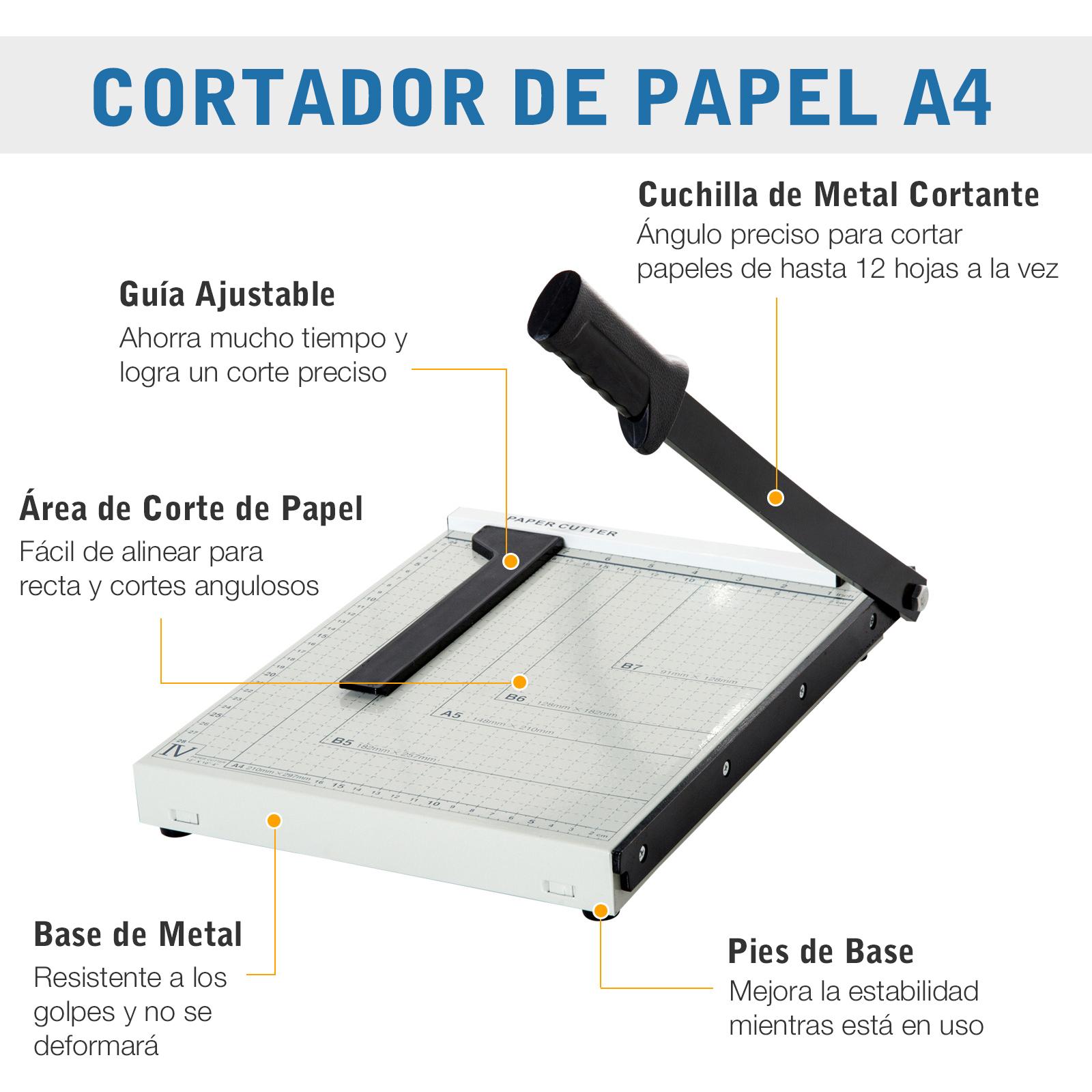 Cortador de Papel A4 Guillotina Profesional Capacidad 12 Hojas con Regla Guía