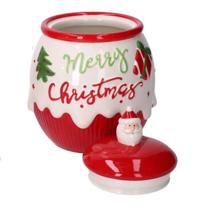 Barattolo in ceramica merry christmas cm ø17h21,5