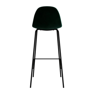 Lot de 2 chaises de bar en velours vert foncé 75 cm - Henrik