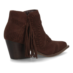 Botín cowboy calado con flecos para mujer