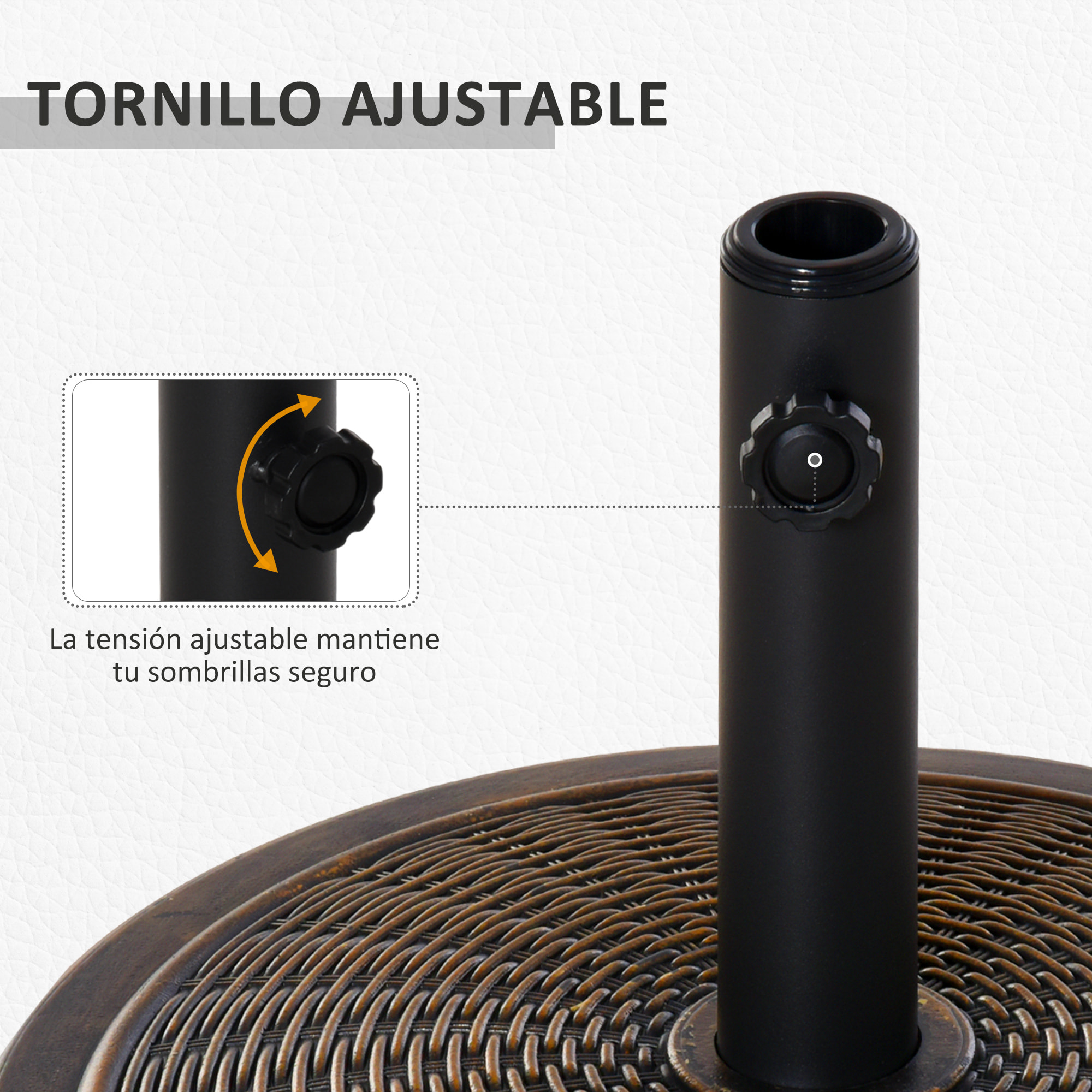 Base De Sombrilla Ajustable De Hdpe 48x34cm Bronce