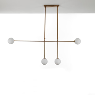 Suspension Tomasucci ALYCIA D, en acier et verre, blanc