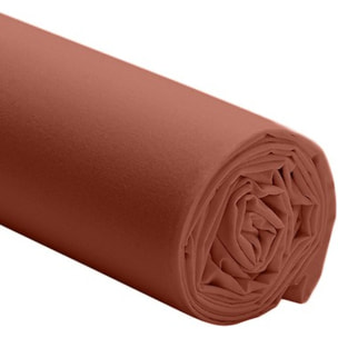 Drap housse percale de coton terre de sienne