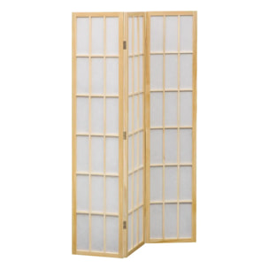 Paravent Sandai 112,5x170cm blanc et bois