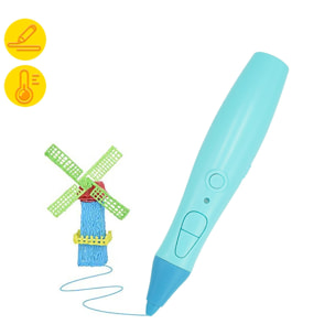 Penna per stampante 3D a bassa temperatura. Include 5 rotoli di filamento PCL da 2 metri. Batteria ricaricabile.