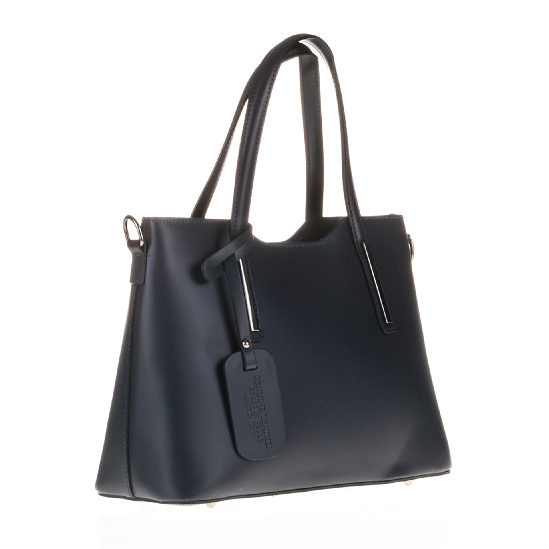 FIRENZE ARTEGIANI Cannobio Borsa Tote da Donna. Vera Pelle Ruga Made in Italy 31x12x22 Cm. Colore blu marino