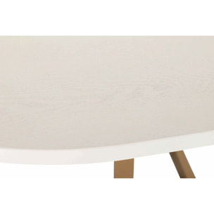 Mesa Comedor Mdf Metal Blanca Dorada 160x100x75 Cm