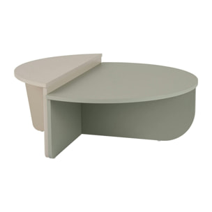 Table basse moderne vert sauge & beige - 2 hauteurs MARFA