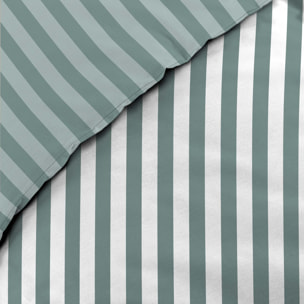 Parure de lit 2 pièces imprimée à rayures housse + taie - Vert