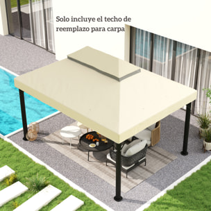 Techo de Repuesto para Cenador 4x3 m Cubierta de Repuesto con Techo Doble con Mosquitera Protección UV 30+ Toldo de Recambio para Pabellón Gazebo Crema