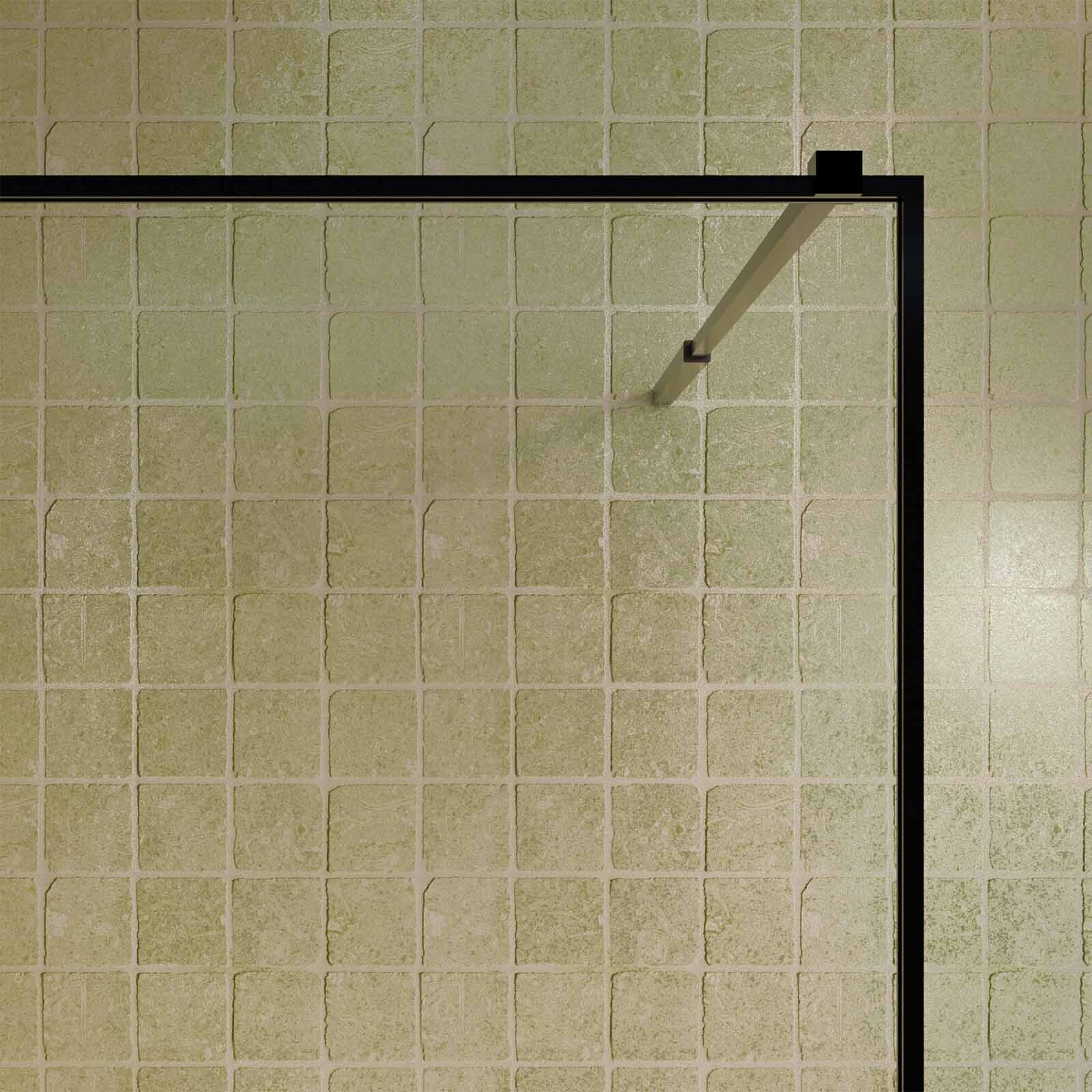 Paroi de Douche 100x200cm - Verre Anticalcaire - Encadrement Ultra-Fin - Finition Noir Mat - LEA