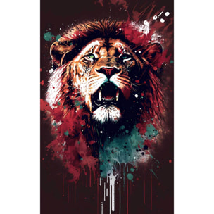 Lion pop art rouge - tableau pas cher Toile imprimée