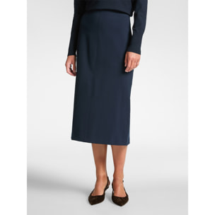 Elena Mirò - Falda lápiz en punto Milán - Azul
