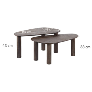 Tania - lot de 2 tables basses gigognes en teck massif - 84 cm - Bois