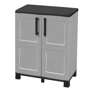 Armario de mediana altura en polipropileno, material reciclable y ecológico sostenible, está equipado con bisagras de acero, estante ajustable y los p