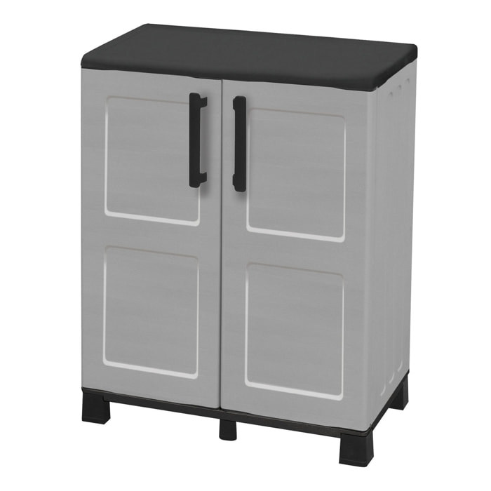 Armario de mediana altura en polipropileno, material reciclable y ecológico sostenible, está equipado con bisagras de acero, estante ajustable y los p