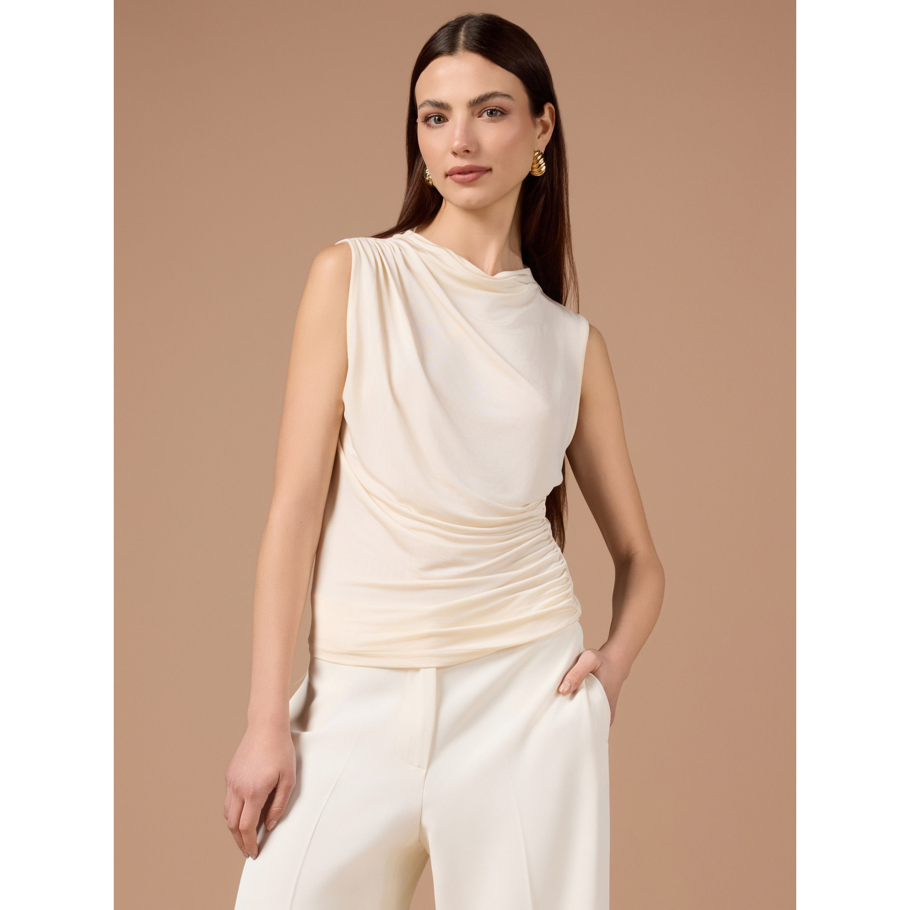 Oltre - Top in jersey drappeggiato - Bianco